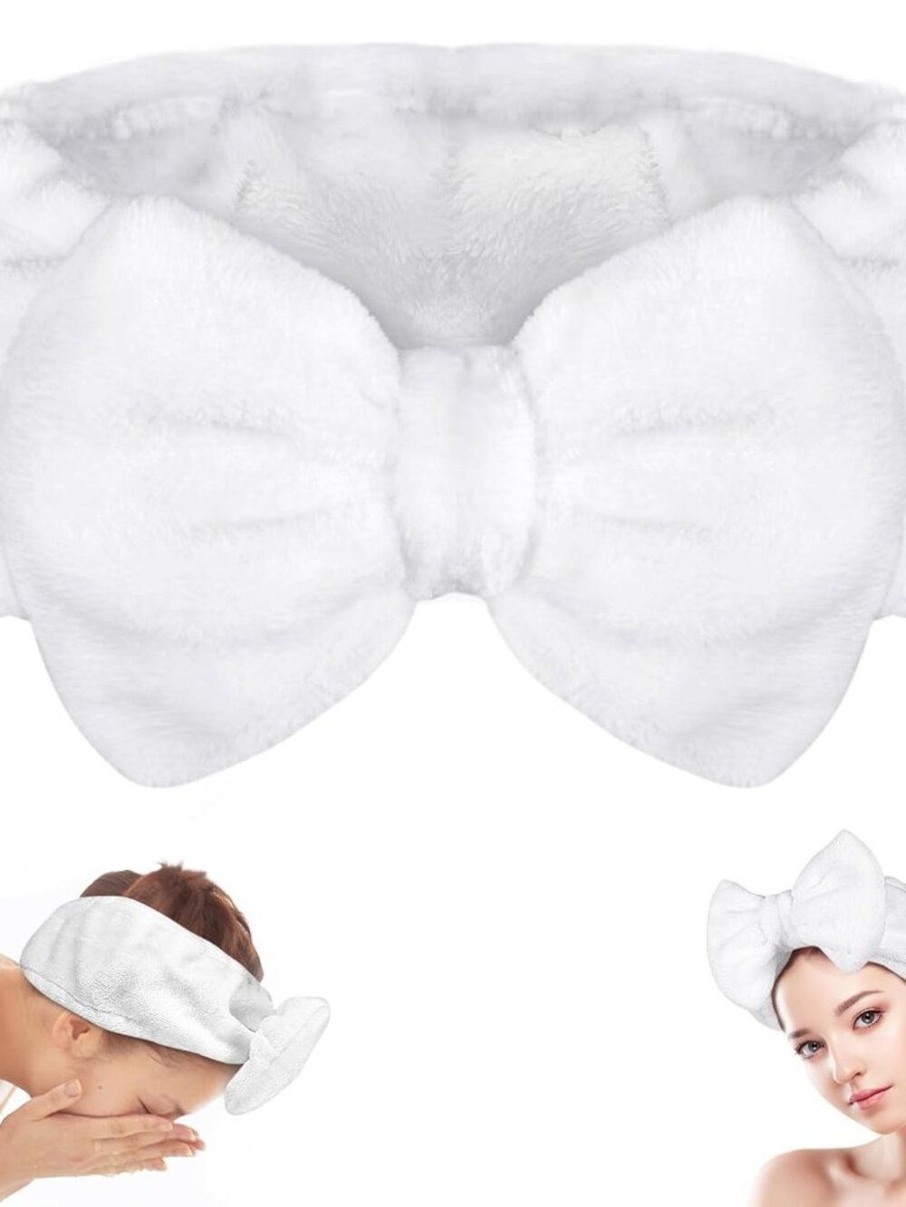 Skincare Headband, Soft Makeup Headwear with Bow for Washing Face